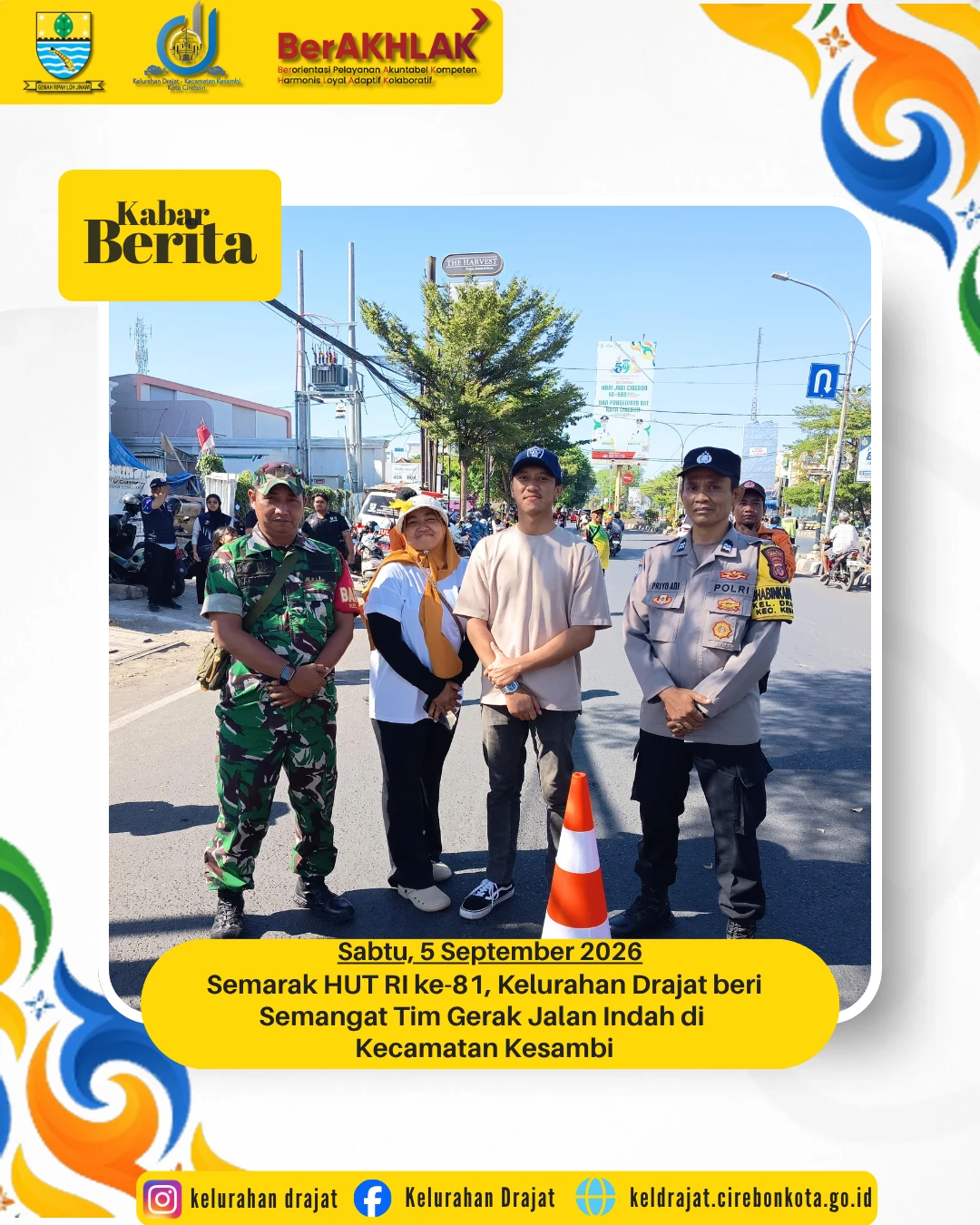 Semarak HUT RI ke-81, Kelurahan Drajat beri Semangat Tim Gerak Jalan Indah di Kecamatan Kesambi